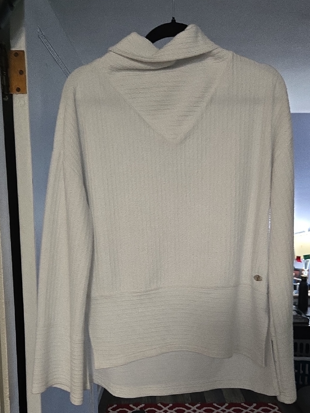 Tahari Cream Ribbed Cowl Neck Sweater